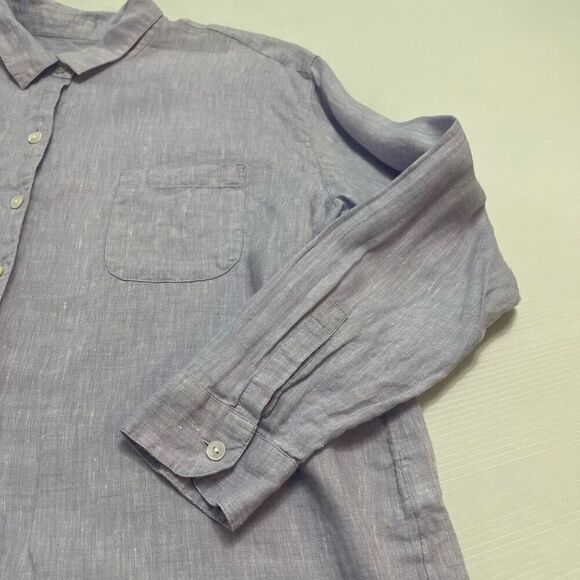 J. Jill Love Linen Lavender Purple Button Up Shirt Size MP Medium - Picture 2 of 10